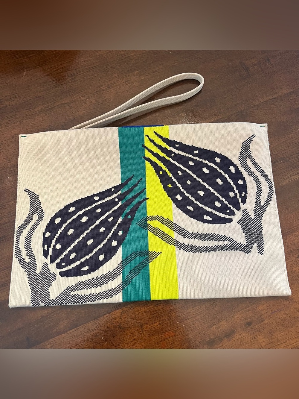 Rothy’s Botanical Navy Essential Pouch Wristlet with Magnets Machine Washable